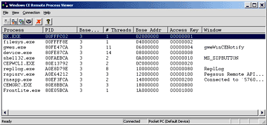 Figure 2 Processes in the Remote Process Viewer