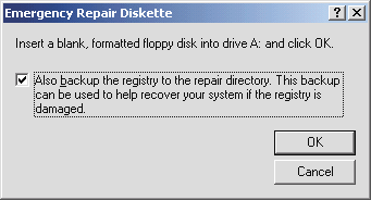 Figure 2 Registry Backup in Windows 2000
