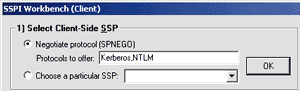 Figure 8 Selecting SPNEGO in the SSPI Workbench