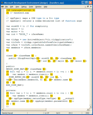 Figure 5 Handlers.js in ASP-style Code