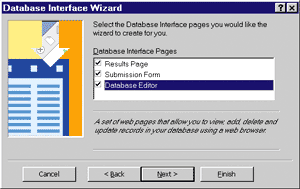 Figure 10 Selecting Database Interface Pages