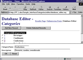 Figure 12 Database Editor in the Browser