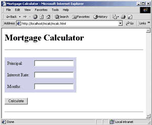 Figure 2 HTML Mortgage Calculator