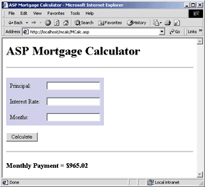 Figure 4 ASP Mortgage Calculator