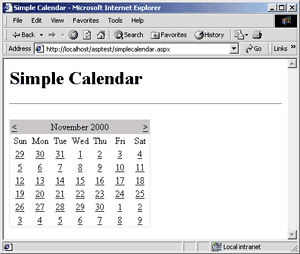 Figure 17 Calendar Control