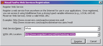 Figure 23 Registering a Web Service