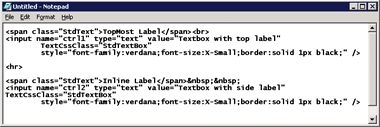 Figure 9 HTML Generated for LabeledTextBoxes
