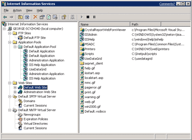 Figure 2 The IIS 6.0 MMC Snap-in