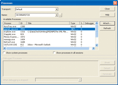 Figure 4 Processes Window