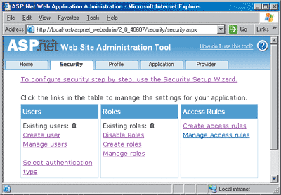 Figure 1 ASP.NET Application Security Configuration