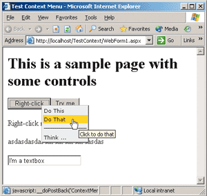 Figure 4 ContextMenu Control in Action