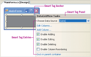 Figure 1 Smart Tag Anchor, Panel, and Tasks