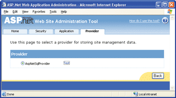 Figure 3 ASP.NET Web Site Administration Tool