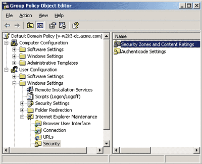Figure 2 Configuring Internet Zone Group Policy