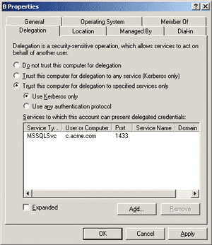Figure 5 Constrained Delegation in Windows