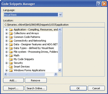 Figure 5 Code Snippets Manager