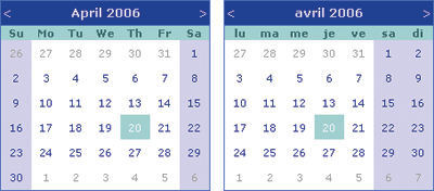 Figure 1 Localized Calendar Controls