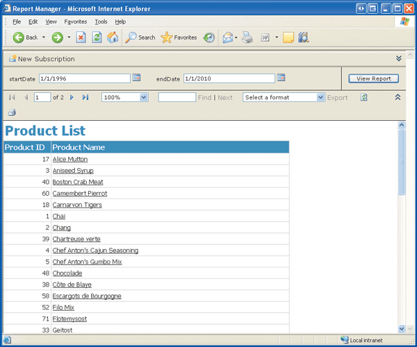 Figure 4 Viewing a Report with Links