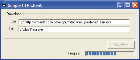 Figure 8 FTP Client Implemented in Visual Basic 6.0