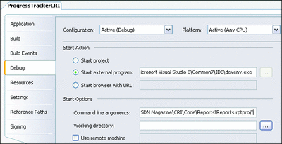Figure 11 Set Project Settings to Load the Hosting Report Project