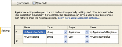 Figure 4 Visual Studio Settings Editor