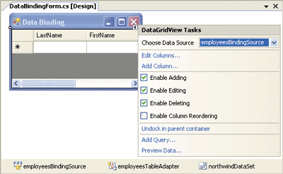 Figure 23 Binding the DataGridView to a BindingSource