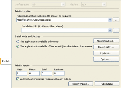 Figure 24 Configuring ClickOnce Deployment