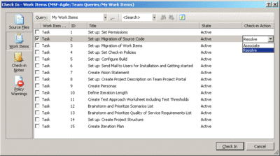 Figure 1 Team Explorer Integrated Check-In Dialog