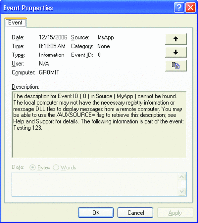 Figure 2 An Event with No Message File