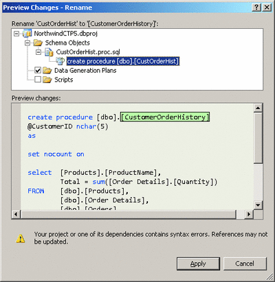 Figure 3 The Preview Changes Dialog