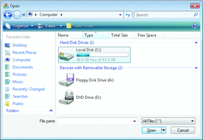 Figure 1 MFC Common File Dialog on Windows Vista