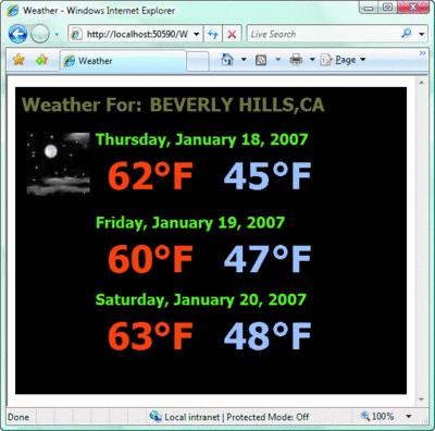 Figure 8 Silverlight Weather App