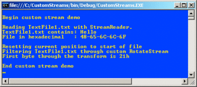 Figure 1 Custom I/O Stream Demo