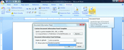 Figure 3 Document Panel Option for a Word 2007 Document