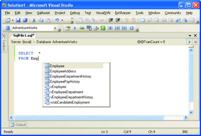 SqlAssist Provides Code Completion 