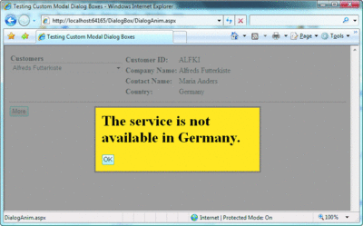 Figure 2 Sample Web Modal Dialog Box in Action