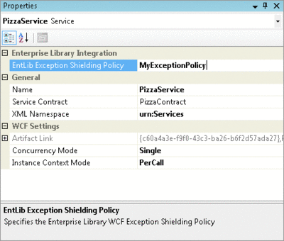 Figure 13 New EntLib Property on the Service