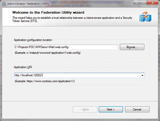 image: Starting the Federation Utility Wizard