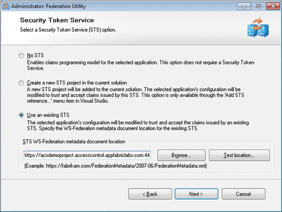 image: Starting the Federation Utility Wizard in Visual Studio