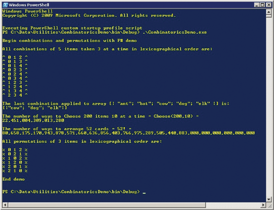 Figure 1 Combinations and Permutations with F#