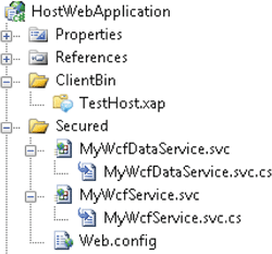 Figure 2 Secured Folder Containing the Web.config File