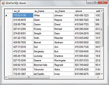 image: SQL Azure Data in a Simple Grid