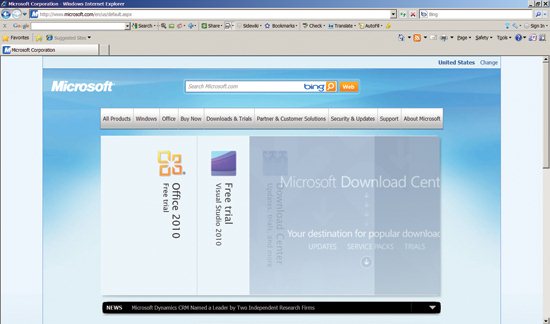 Microsoft.com homepage screenshot