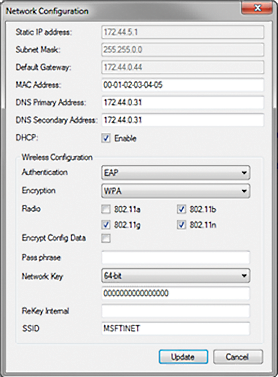 image: The MFDeploy Network Configuration Dialog