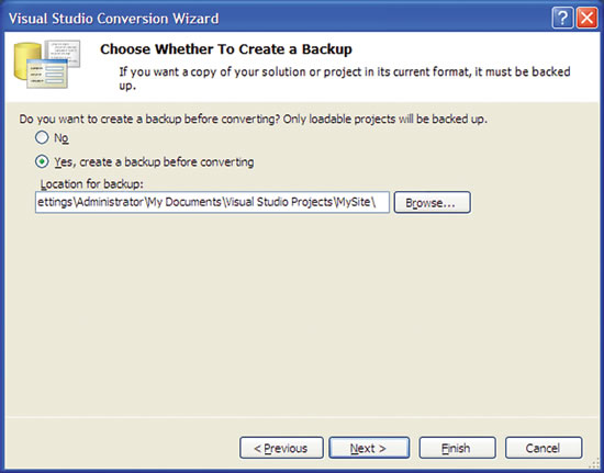 image: The Conversion Wizard Gives You an Opportunity to Create a Backup Before Proceeding