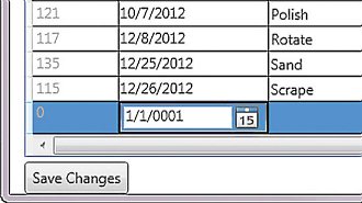 image: DateScheduled Column Using Both a TextBlock and a DatePicker