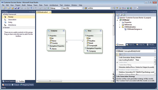 image: Adding Company and Story Entities to the Visual Studio Project