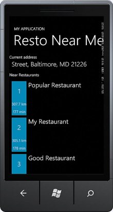 The Phone Display of Three Nearby Restaurants