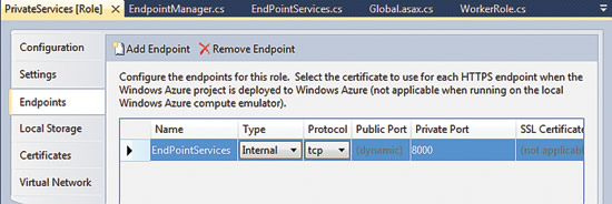 Adding an Internal Service Endpoint to the Worker Role