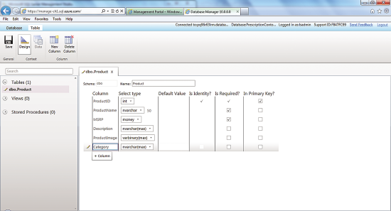 Adding the Product Table to the PrescriptionContoso Database